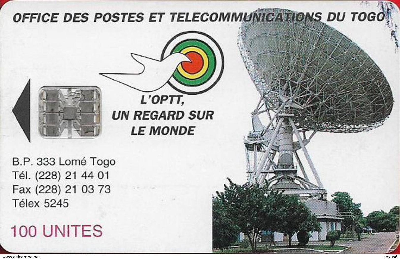 Togo - Earth Station - SC7, Cn. 001 Red Bottom 8 Numbers, 1995, 100Units, Used - Togo