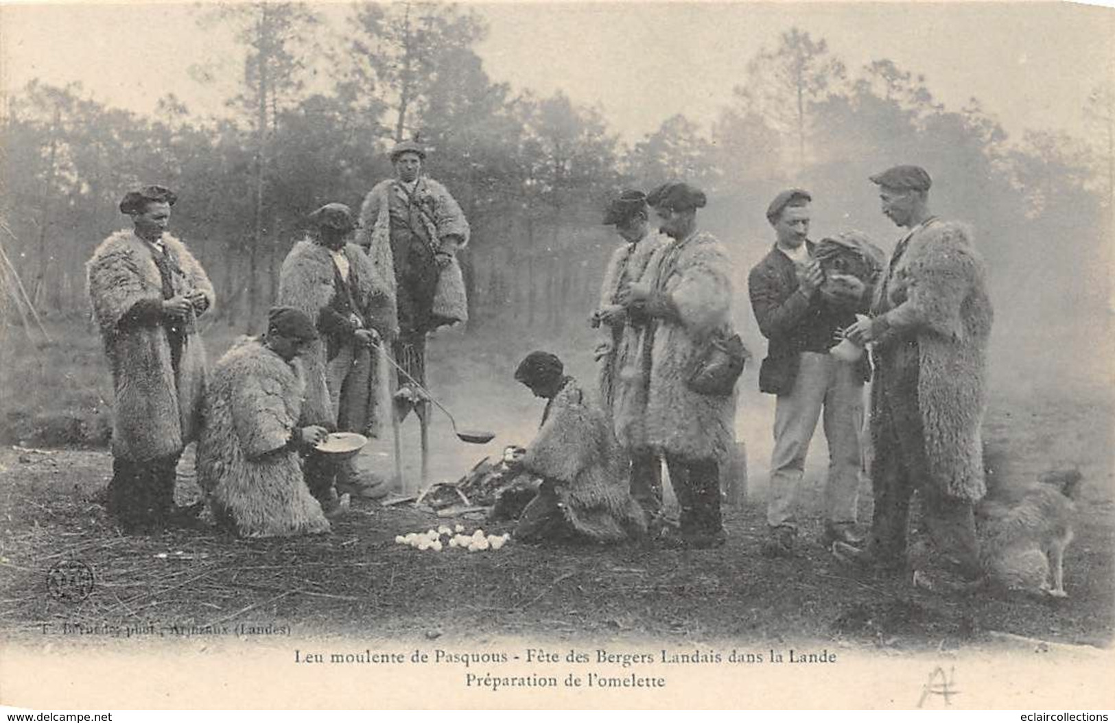 Landes     40      Non Localisé  .Échassiers Et Bergers : Fête Dans La Lande. Préparation De L'omelette    (voir Scan) - Andere & Zonder Classificatie