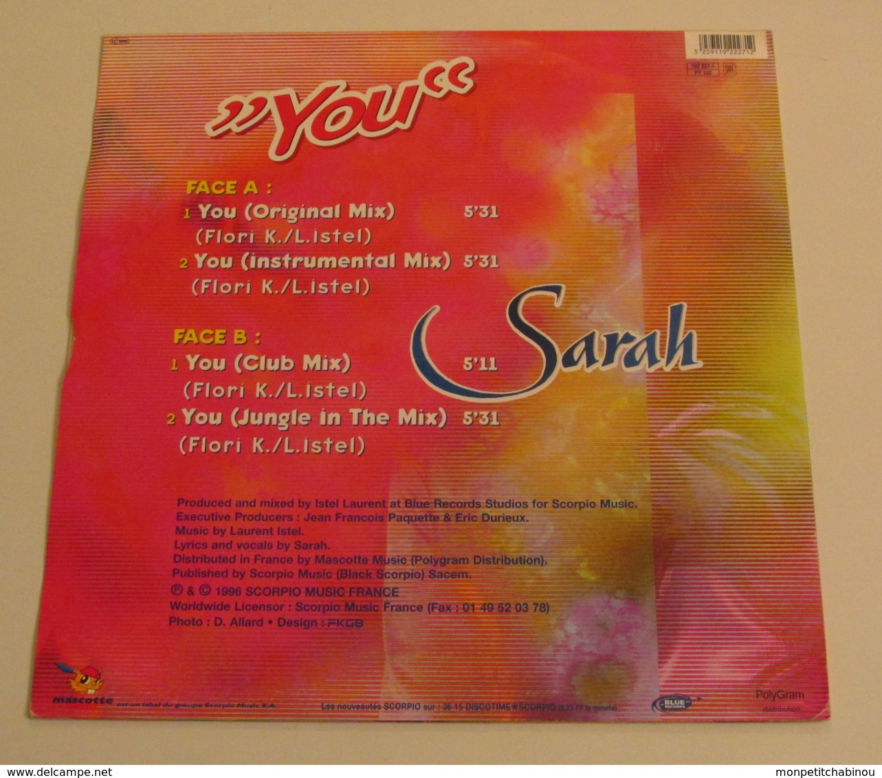 Maxi 33T SARAH : You - Dance, Techno & House