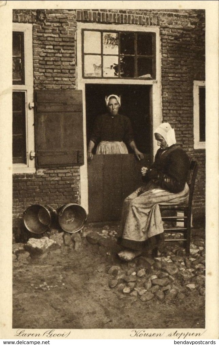 Nederland, LAREN, Gooi, Kousen Stoppen (1913) Ansichtkaart - Laren (NH)