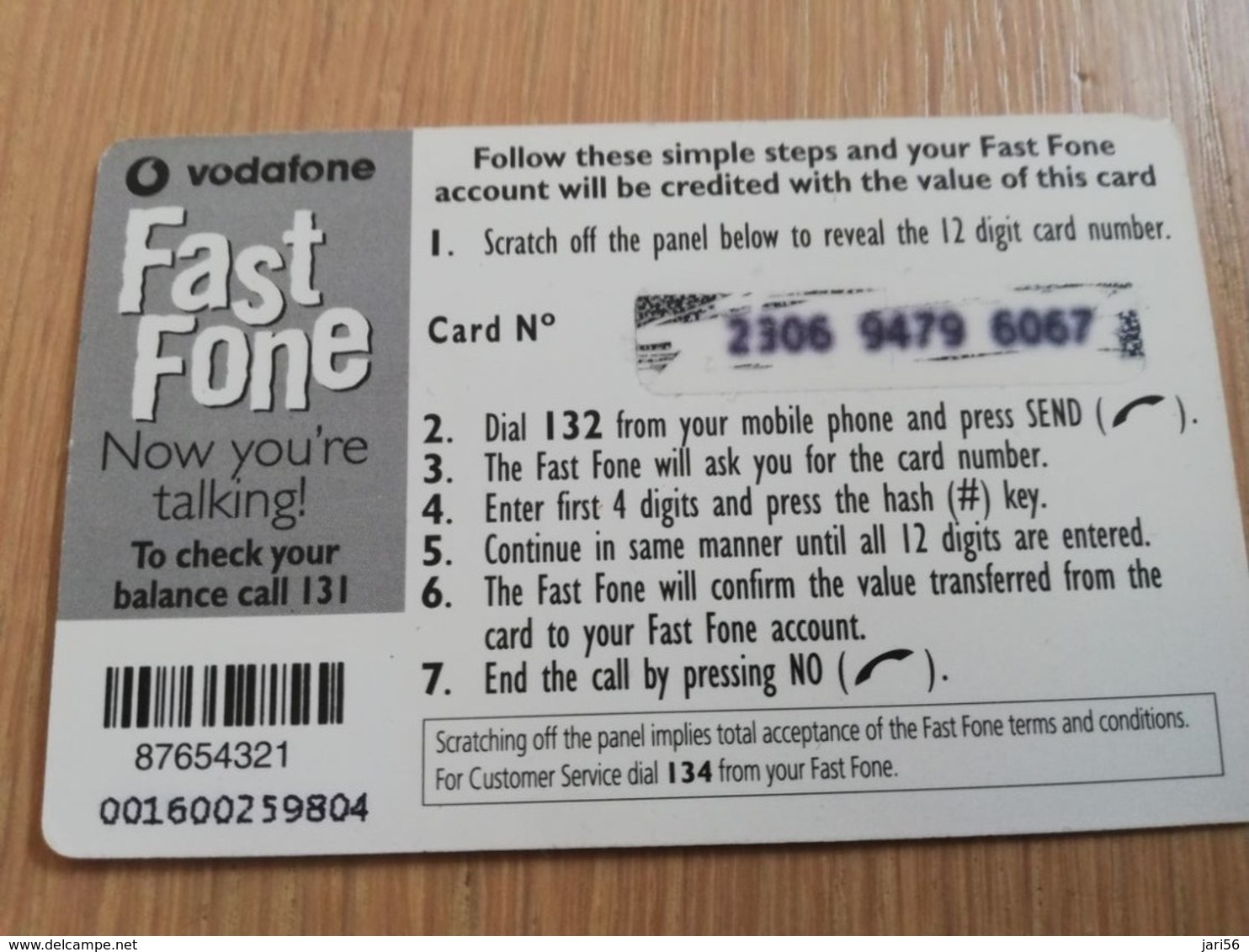 FIDJI  PREPAID $ 21,- FAST PHONE  VODAFONE  FINE USED CARD **2748** - Fiji