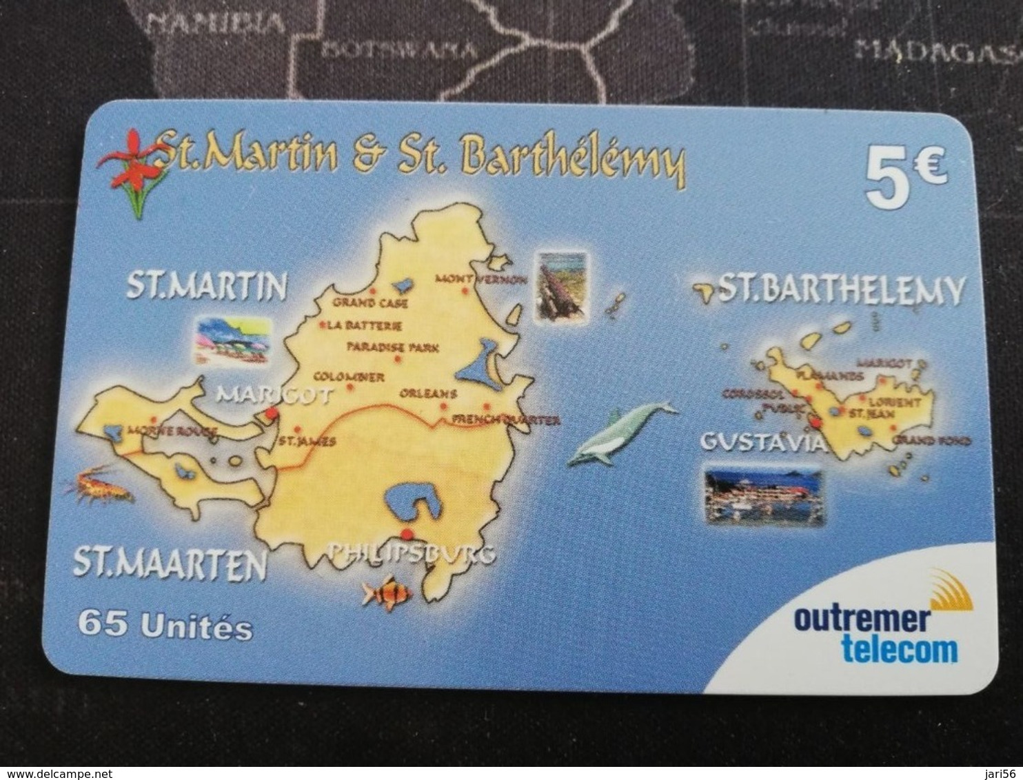 ST MARTIN €5,- MAP OF ST MARTIN ANS ST BARHTS  FINE USED CARD    ** 2750 ** - Antilles (Françaises)