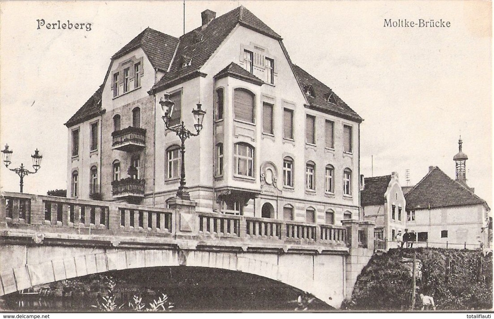 PERLEBERG Prignitz Moltkebrücke Mit Vorgängerbau Telegrafenamt 29.6.1912 Gelaufen - Perleberg