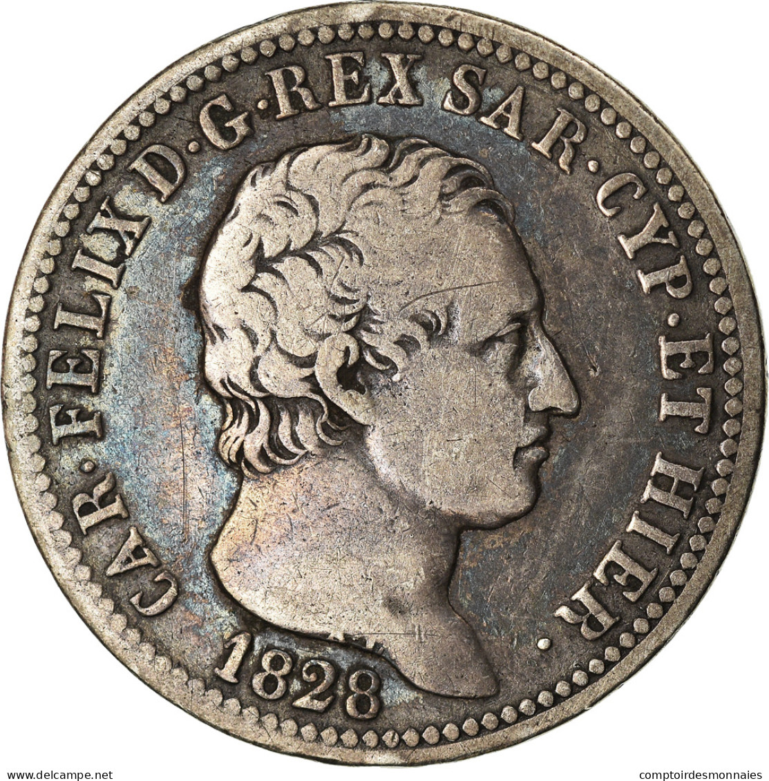 Monnaie, États Italiens, SARDINIA, Carlo Felice, Lira, 1828, Genoa, TB+ - Italian Piedmont-Sardinia-Savoie