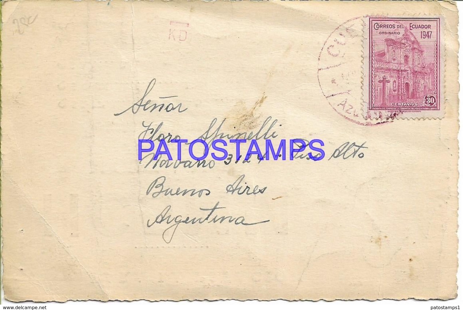 138451 EQUATOR CUENCA RADIO QSO LU7CK YEAR 1949 CIRCULATED TO ARGENTINA NO POSTAL POSTCARD - Radio