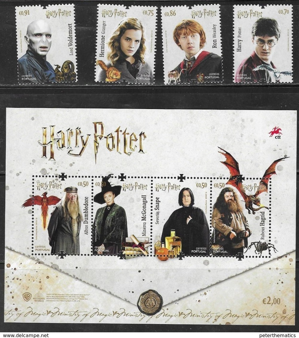 PORTUGAL,  2019, MNH, CINEMA, HARRY POTTER, MICE, OWLS, SPIDERS, CATS, MAGIC, 4v+SHEETLET - Cinema