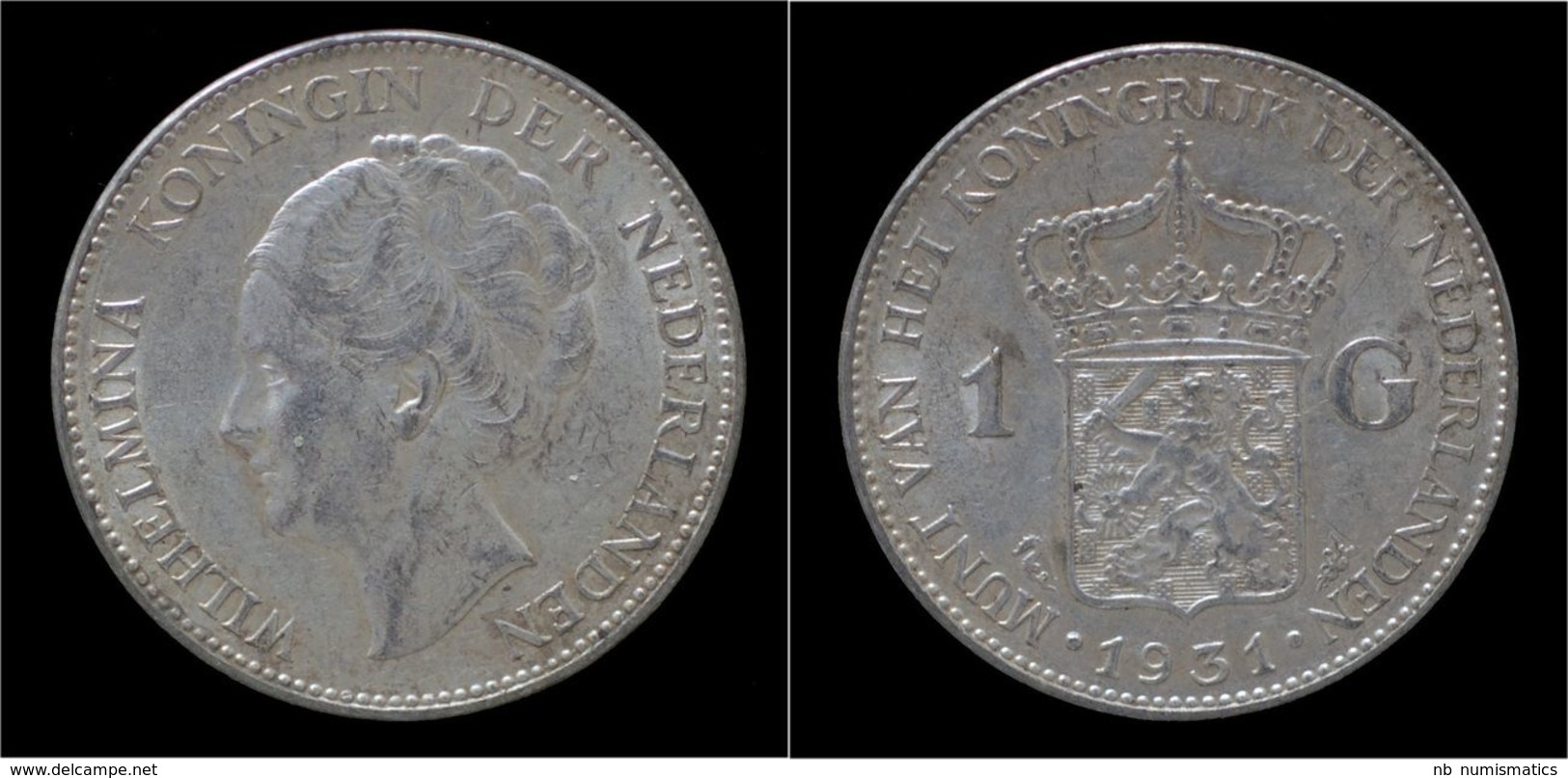 Netherlands Wilhelmina I 1 Gulden 1931 - 1 Florín Holandés (Gulden)