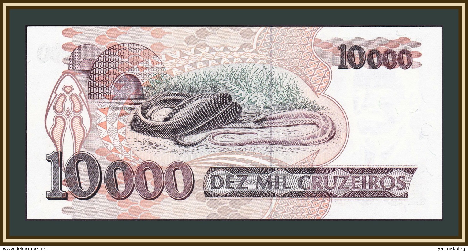 Brazil 10000 Cruzeiro 1992 P-233 (233b) UNC - Bolivia