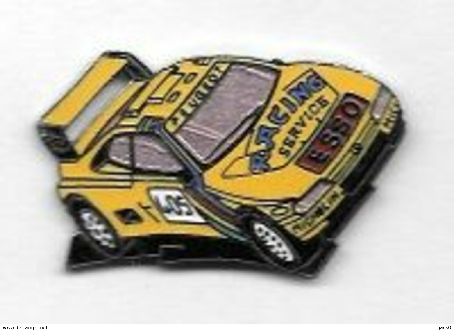 Pin's Sport Automobile PEUGEOT405 Jaune Clair, RACING  SERVICES  Avec Marque  Carburant  ESSO  Et  Pneus  MICHELIN  Voir - Peugeot