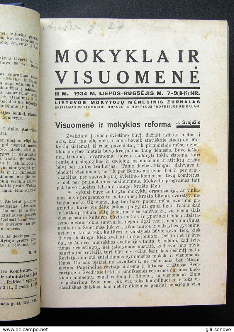 Lithuanian Magazines – Mokykla Ir Gyvenimas, Darbo Visuomenė, Mokykla Ir Visuomenė 1931-1938 - Magazines