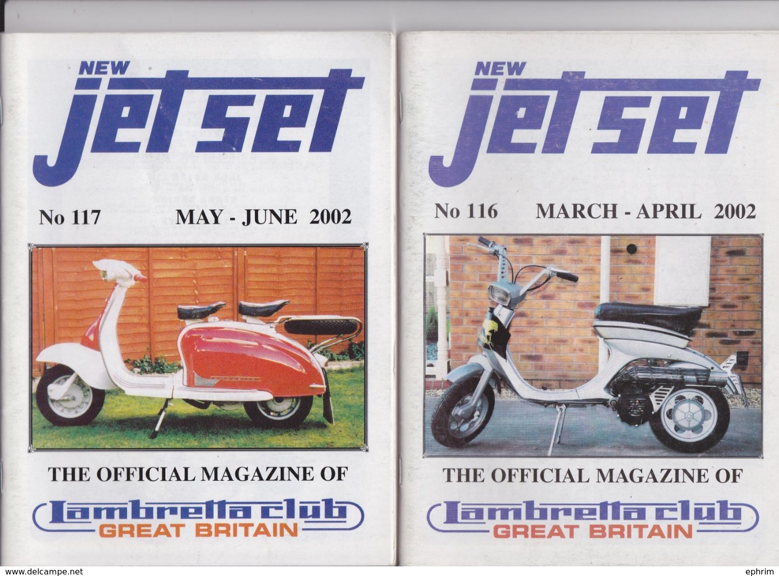 NEW JET SET THE OFFICIAL MAGAZINE OF LAMBRETTA CLUB GREAT BRITAIN REVUE ANGLAISE VESPA SCOOTER LOT DE 2 MAGAZINES 2002 - Transports