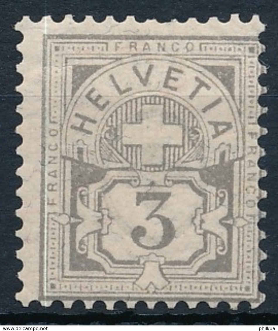 59 51X 3 Rappen Ziffermuster, 1882-1889 Faserpapier / Papier Mélé - Ungebraucht/* - Nuovi