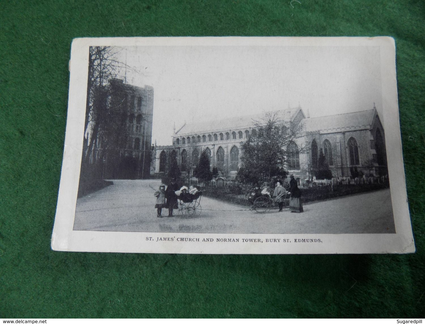 VINTAGE UK ENGLAND SUFFOLK: Bury St Edmunds St James' Church B&w 1904 Children Pram - Lowestoft