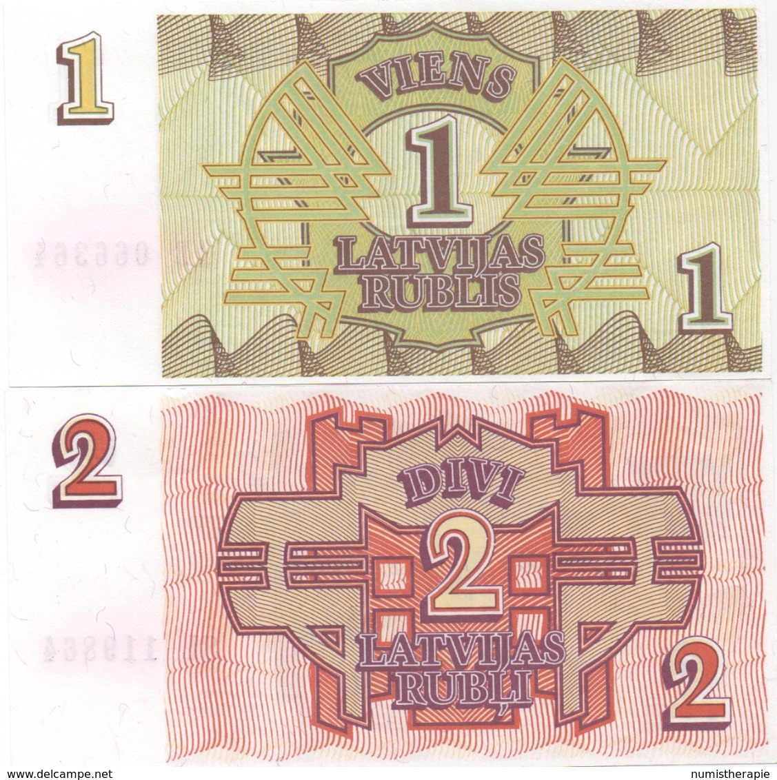 Lettonie Latvia : Série De 2 Billets 1 Rublis & 2 Rubli 1992 UNC - Letland