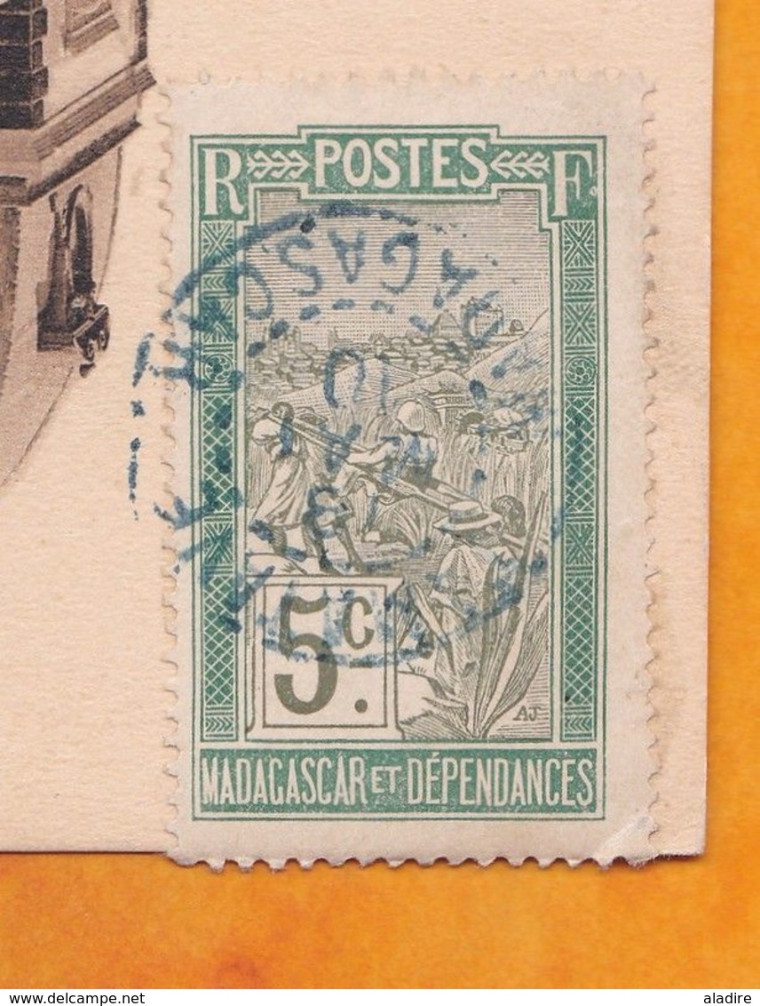 1910 - Timbre De 5 Centimes Porteurs (YT 97) Avec Oblitération Tamatave Sur CP Comptoir D'Escompte - Briefe U. Dokumente