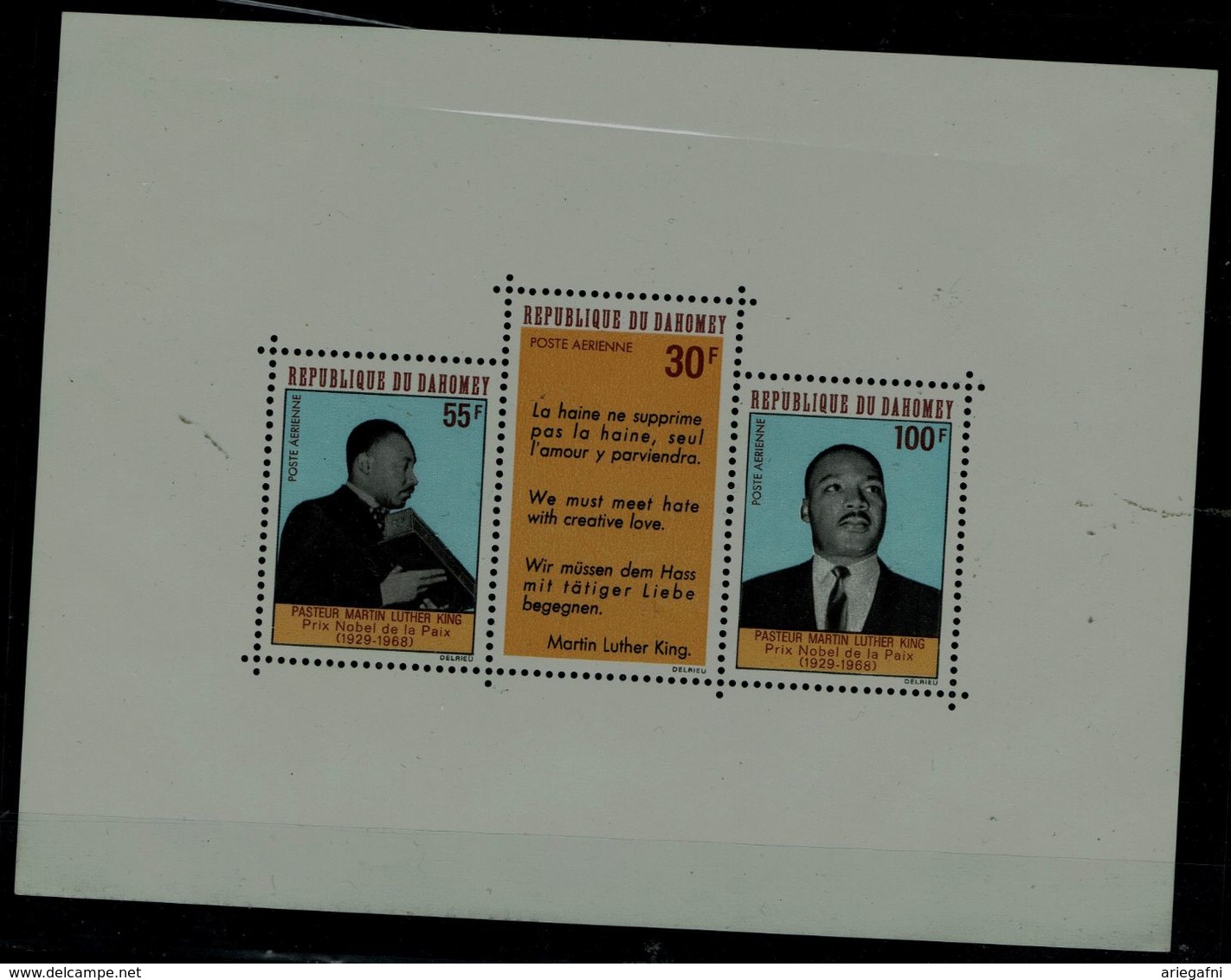 DAHOMEY 1968 DEATH BY MARTIN LUTHER KING BLOCK MI No BLOCK 14 MNH VF !! - Martin Luther King