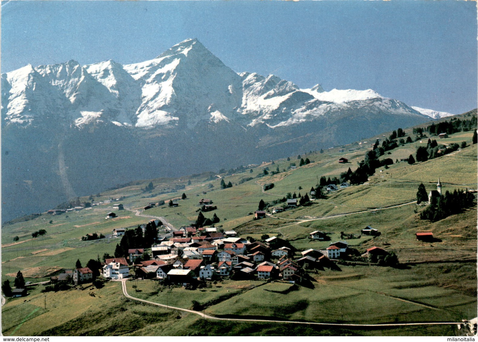 Flugaufnahme Flerden Am Heinzenberg Mit Piz Beverin (5903) * 17. 2. 1975 - Bever