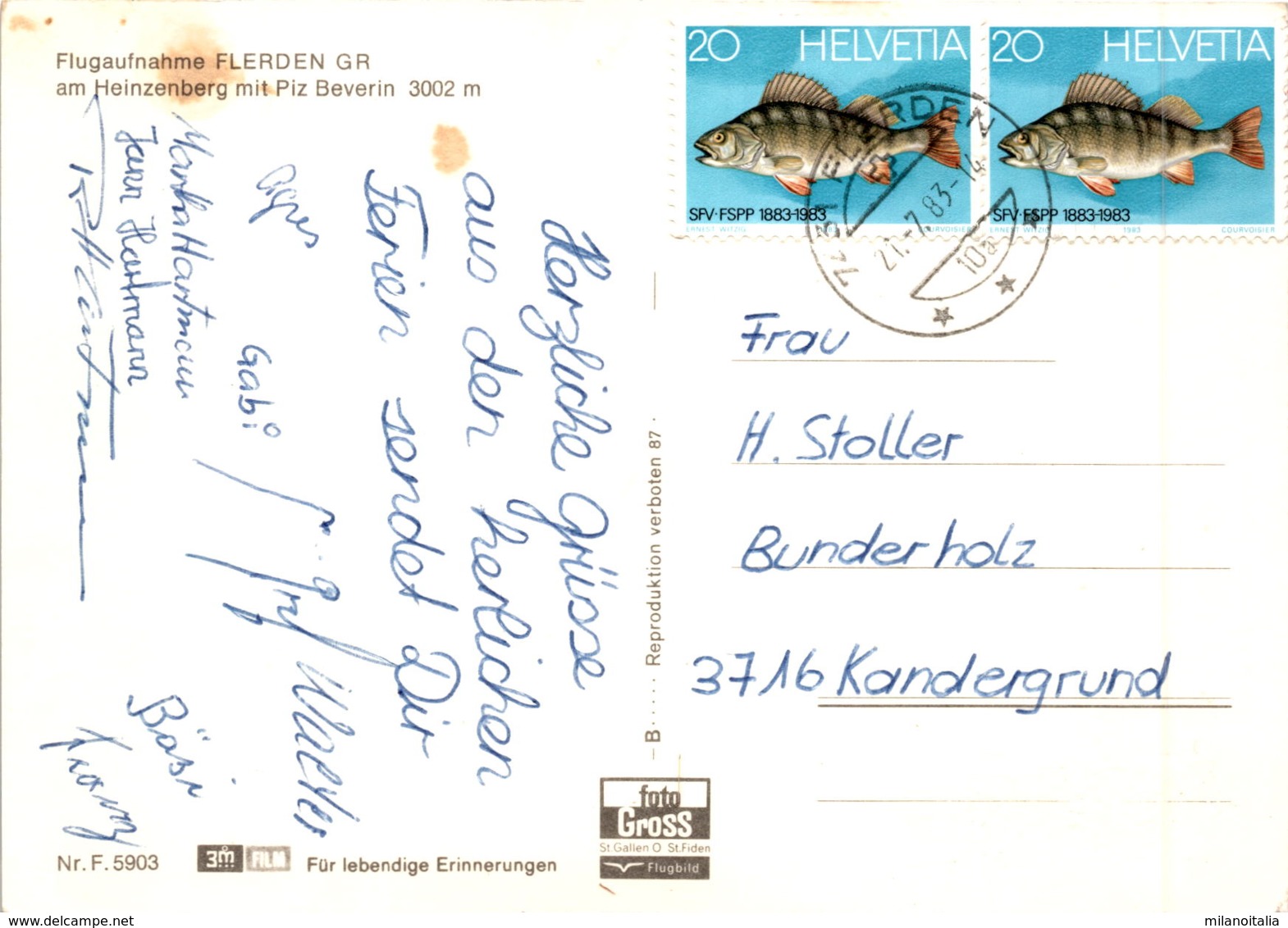 Flugaufnahme Flerden Am Heinzenberg Mit Piz Beverin (5903) * 21. 7. 1983 - Bever