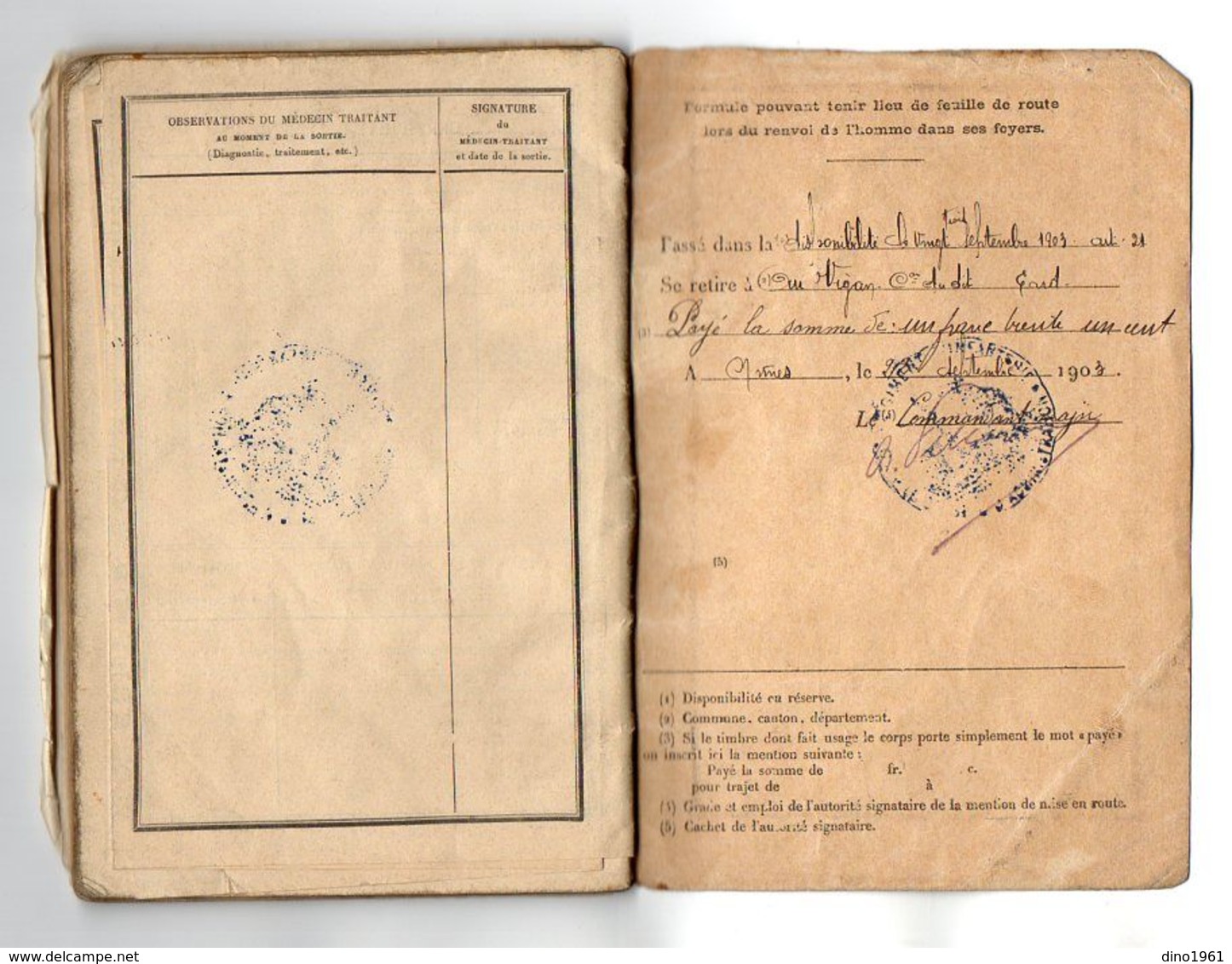 VP17.217 - MILITARIA - NIMES 1902 / ROANNE 1929 - Livret Militaire du Soldat B. ANDRE au 40 ème Rgt d'Infanterie