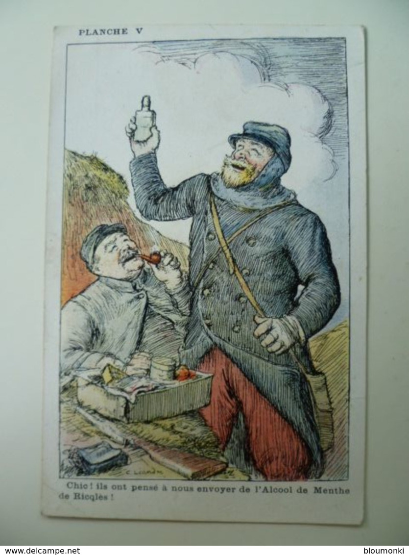 CPA / Carte Postale Ancienne Publicitaire / Alcool De Menthe Ricqlès / Planche V Soldats Poilus Ill C. Léandre - Advertising