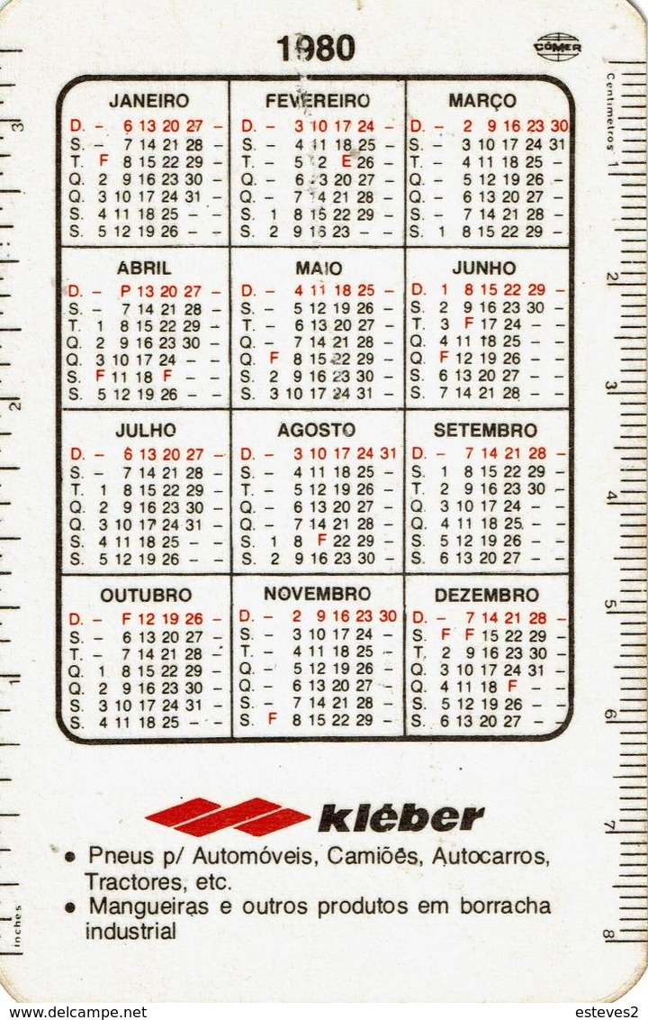 Advertising Pocket Calendar 1980 , Kleber Tires , Concorde - Kleinformat : 1971-80