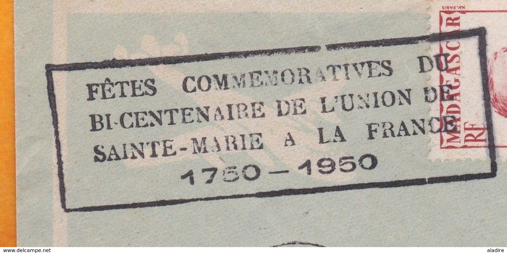 1950 - Enveloppe PAR AVION De Sainte Marie Madagascar Vers Sousse, Tunisie - Union Ste Marie Et France - Lettres & Documents