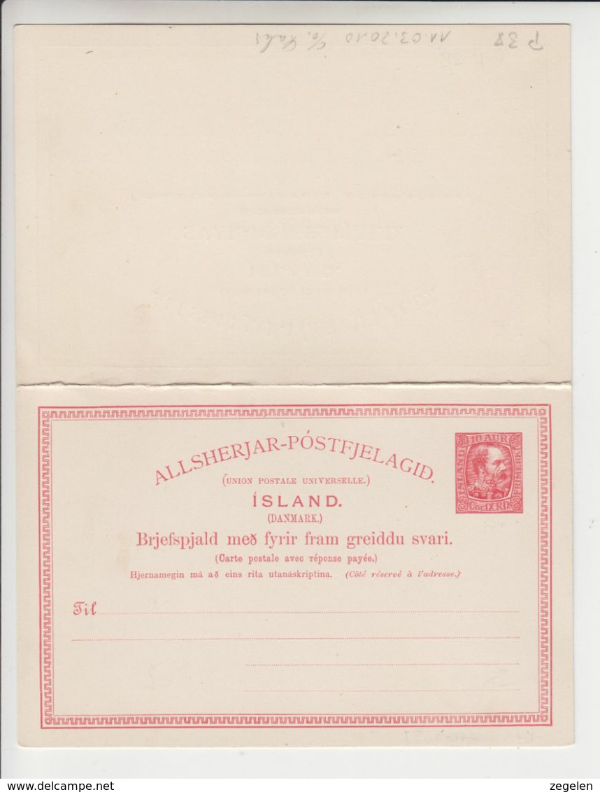 IJsland Michel-Ganzsachenkatalog Postkaart P38 F+A   Ongebruikt - Entiers Postaux