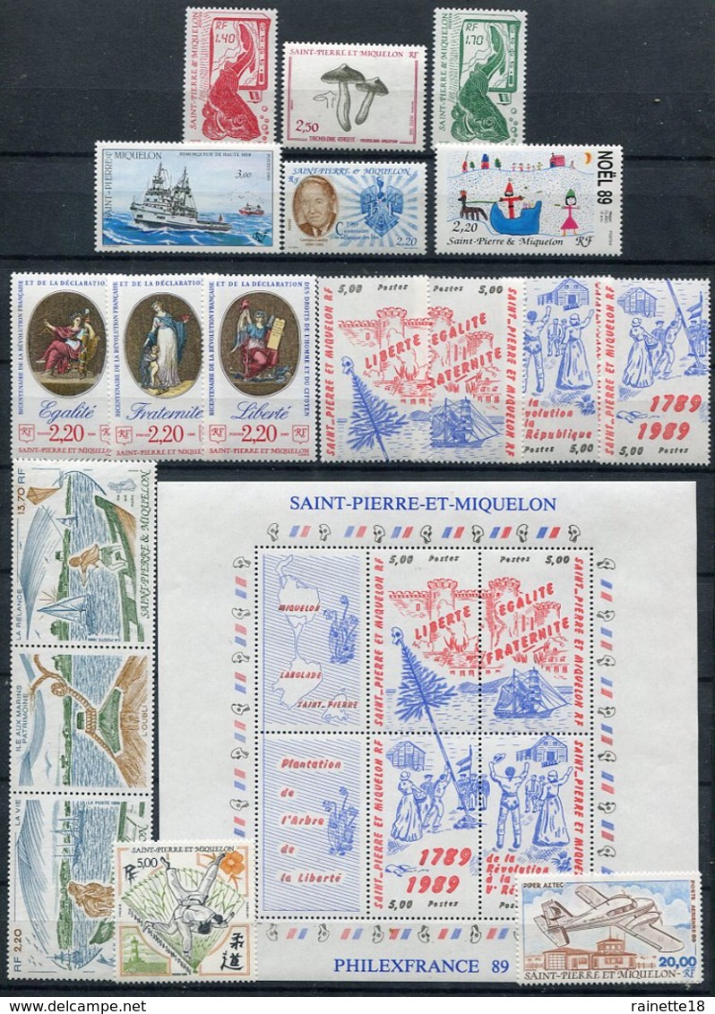 Saint Pierre Et Miquelon       Année 1989 ** Poste Et  PA Complète + Bloc - Full Years