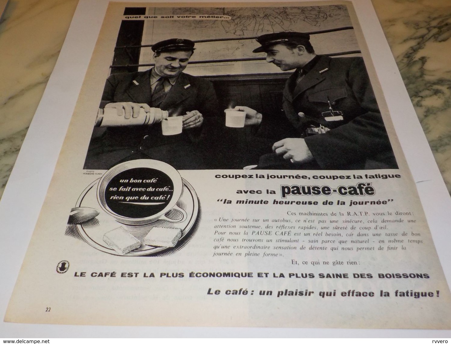 ANCIENNE PUBLICITE MACHINISTE RATP  VOUS DIT PAUSE CAFE 1955 - Affiches