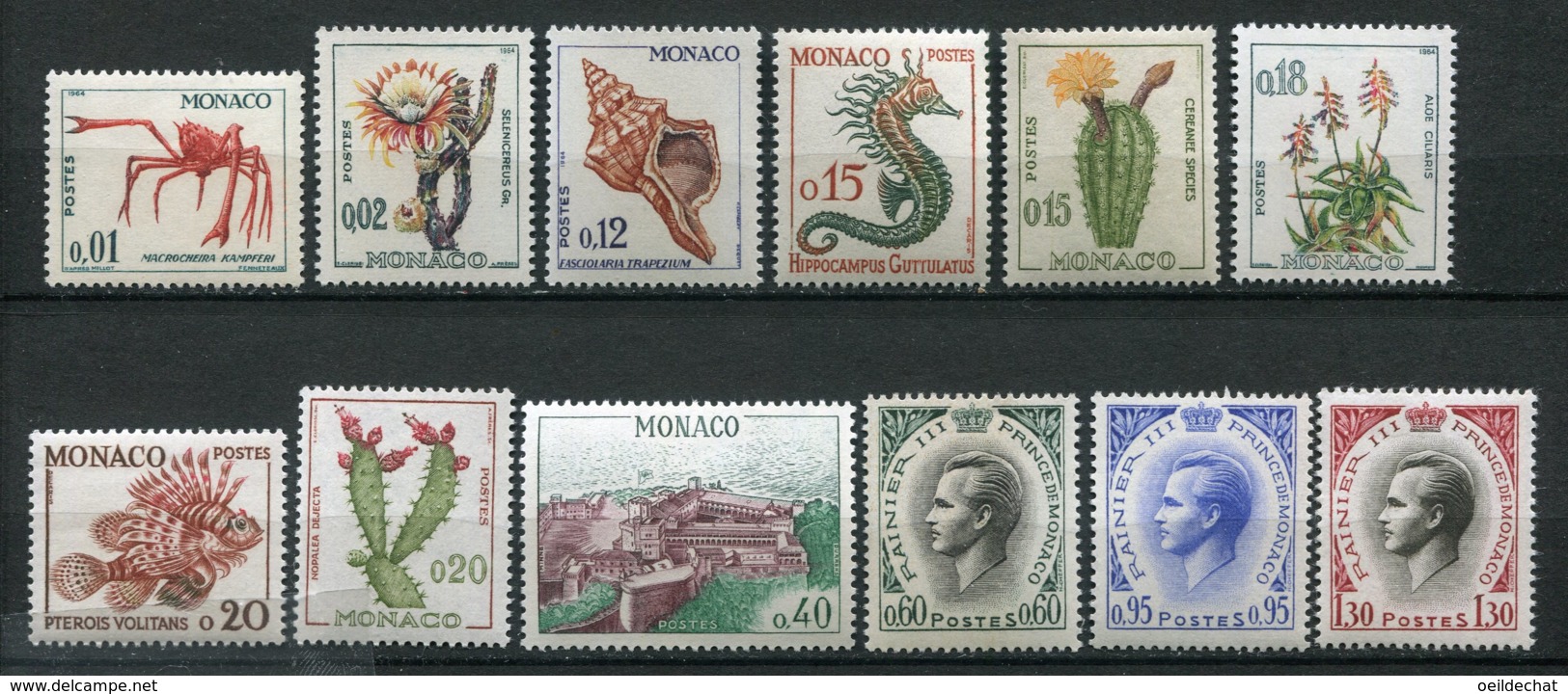 18834 MONACO N°537A/7B, 539B/43, 545A, 547A, 549A, 550A ** Prince Rainier III , Faune, Flore Et Vue   1960   TB/TTB - Neufs