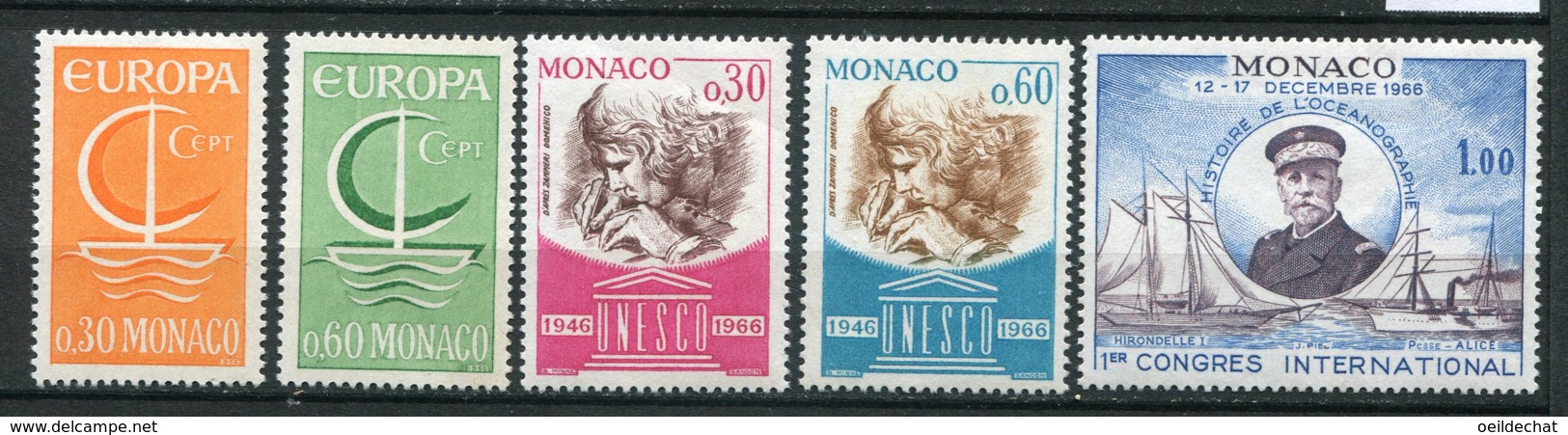 18837 MONACO N°698/702 ** Europa, UNESCO, Histoire De L'océanographie   1966   TB/TTB - Neufs