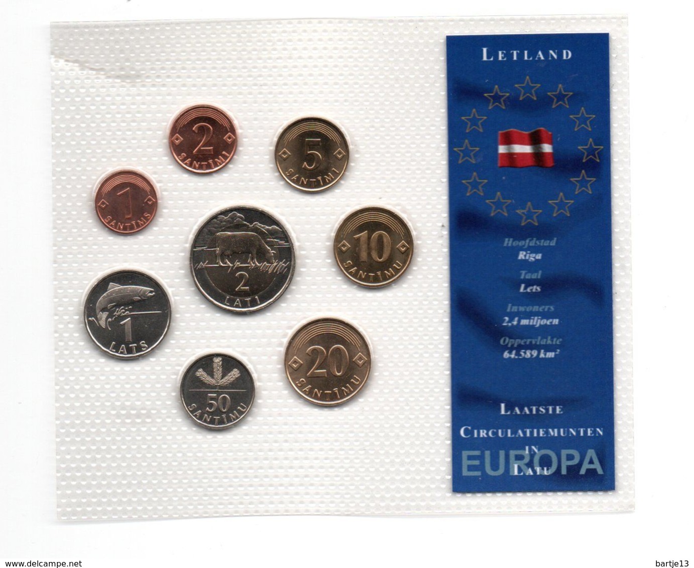 LETLAND COINSET 8 PCS. DIFFERENT TYPES - YEARS 1992/2003 - Latvia