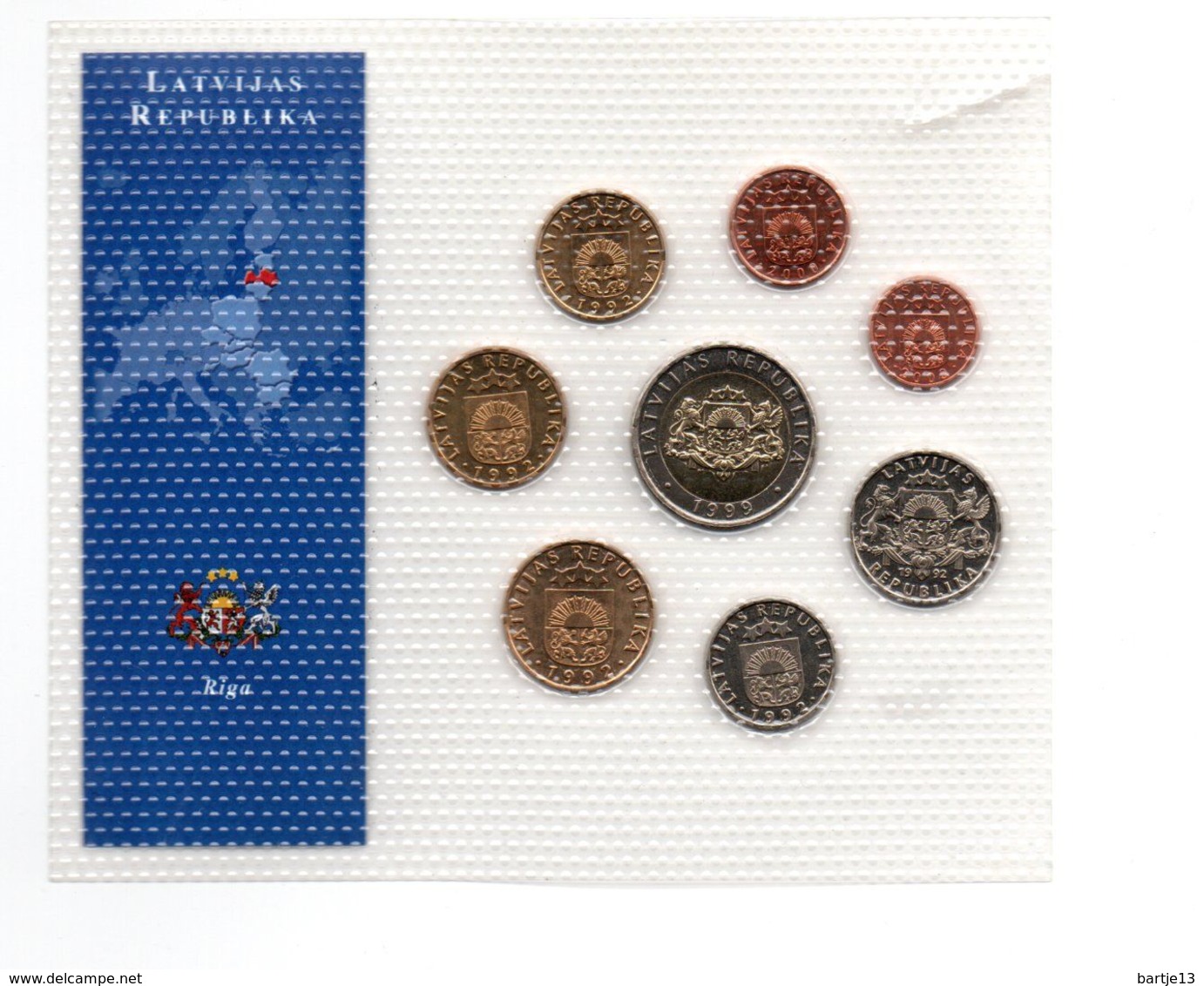 LETLAND COINSET 8 PCS. DIFFERENT TYPES - YEARS 1992/2003 - Latvia