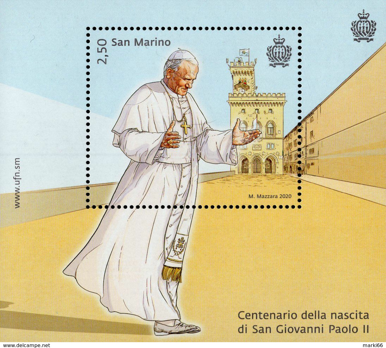 San Marino - 2020 - Centenary Since Birth Of Pope John-Paul II - Mint Souvenir Sheet - Unused Stamps