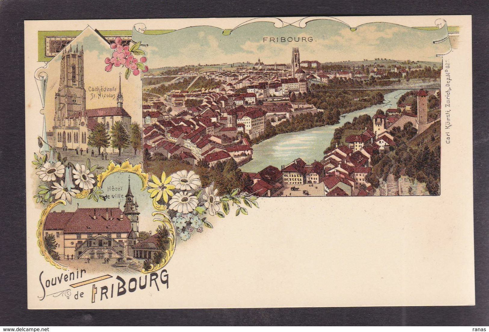 CPA Suisse Helvétia Schweiz Svizzera Non Circulé Litho Gruss Canton De Fribourg - Fribourg