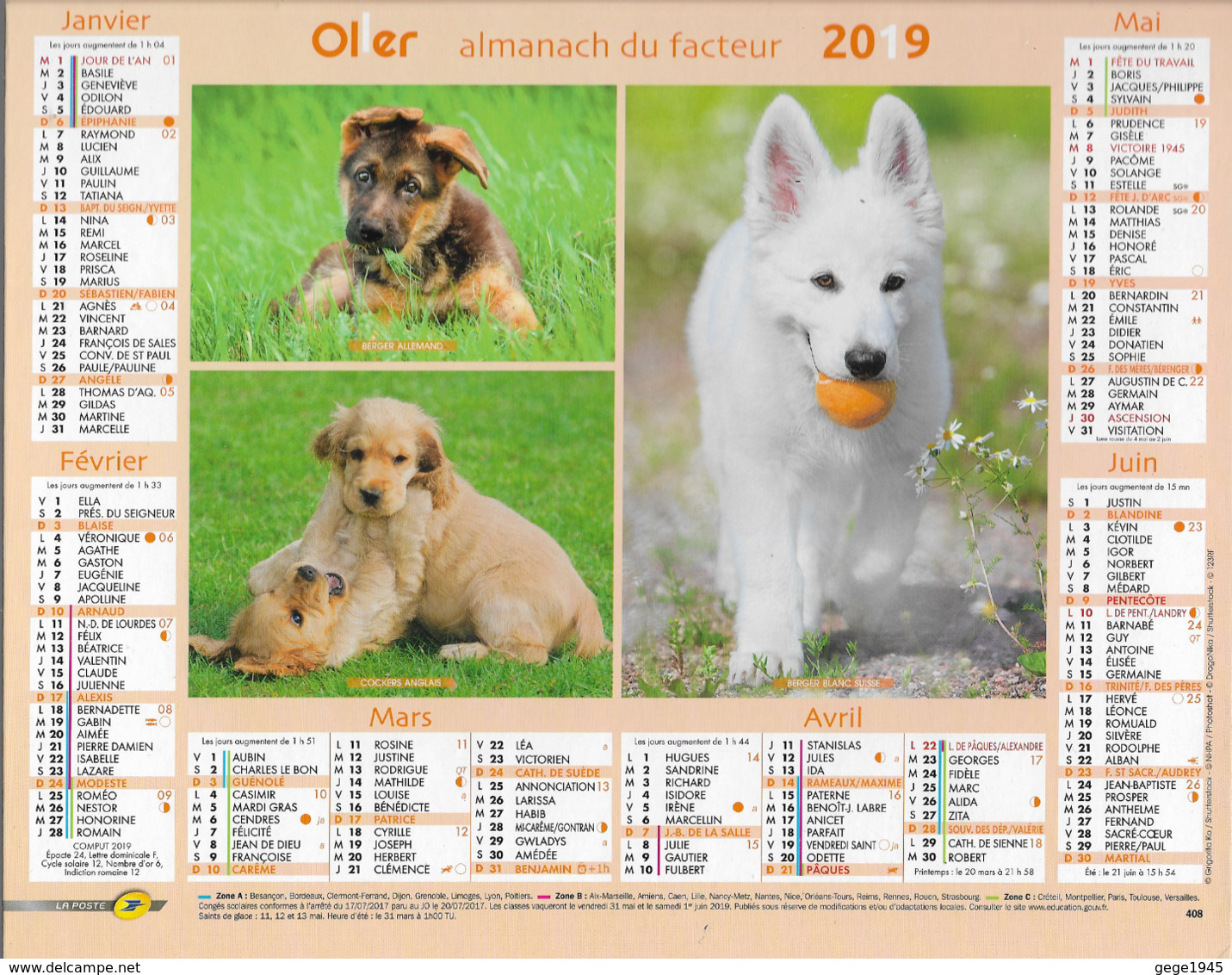 Calendrier  De La Poste  Année  2019   (  état Neuf  ) - Sonstige & Ohne Zuordnung