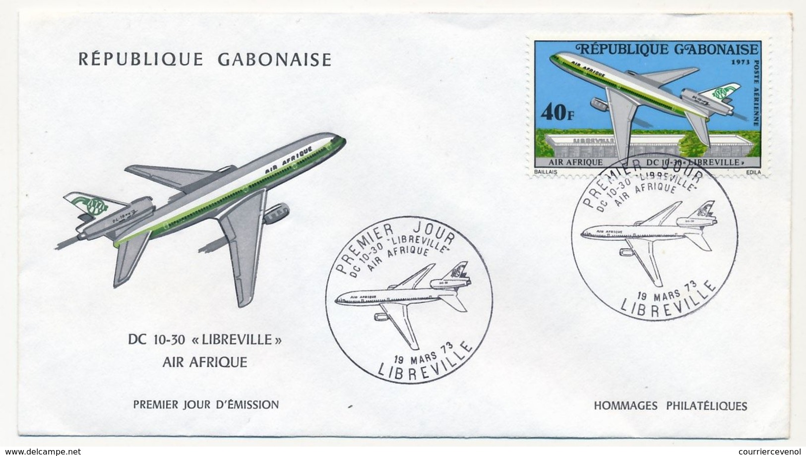 GABON - Enveloppe FDC - 1973 - DC 10-30 Libreville Air Afrique - Gabun (1960-...)