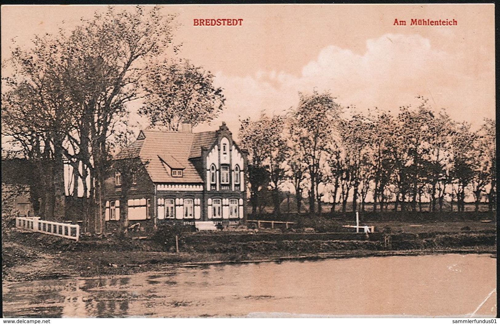 AK/CP Bredstedt   Am Mühlenteich    Gel./circ. 1916    Erh./Cond. 2 , 1cm Einriss Oben   Nr. 01123 - Bredstedt