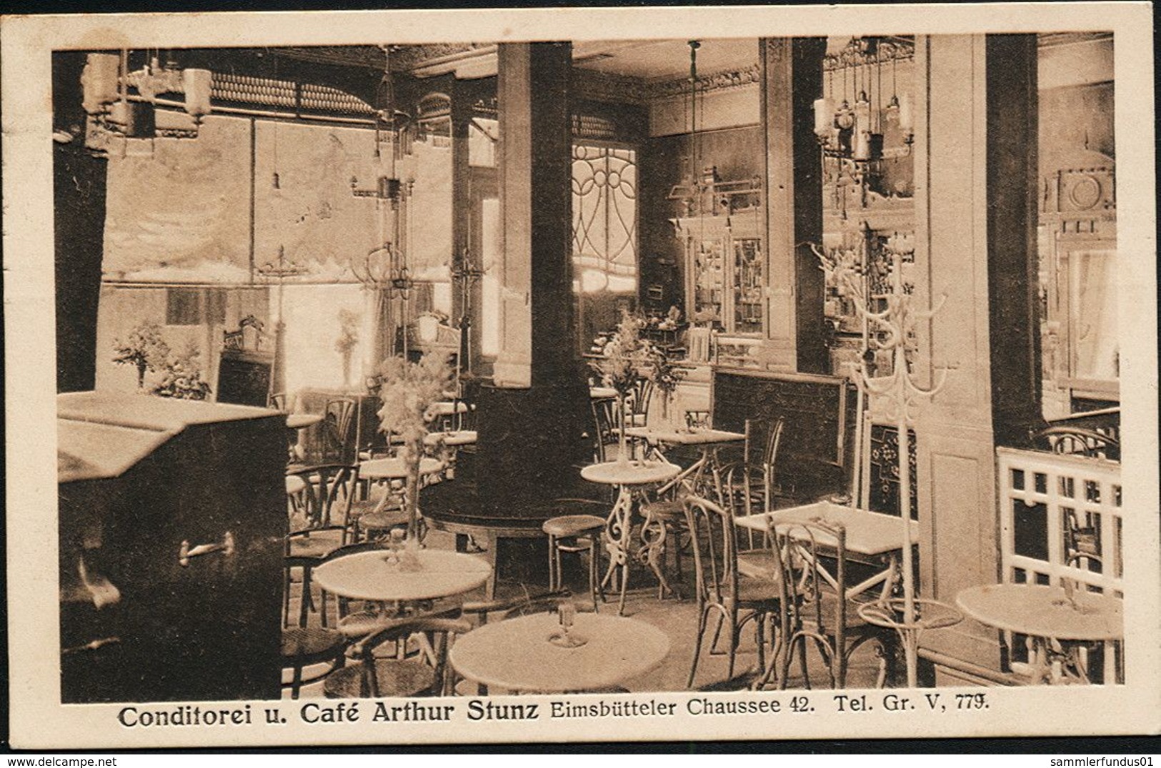 AK/CP Hamburg Eimsbüttel   Conditorei Und Cafe Stunz  Gastraum      Gel./circ. 1916    Erh./Cond. 2   Nr. 01125 - Eimsbuettel