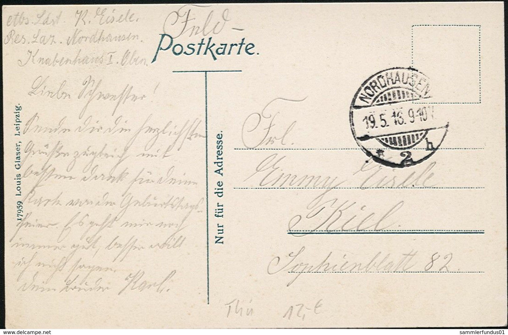 AK/CP Nordhausen  Eingang Gehegeplatz     Gel./circ. 1916 , Karte Etwa 1908     Erh./Cond. 1-   Nr. 01126 - Nordhausen