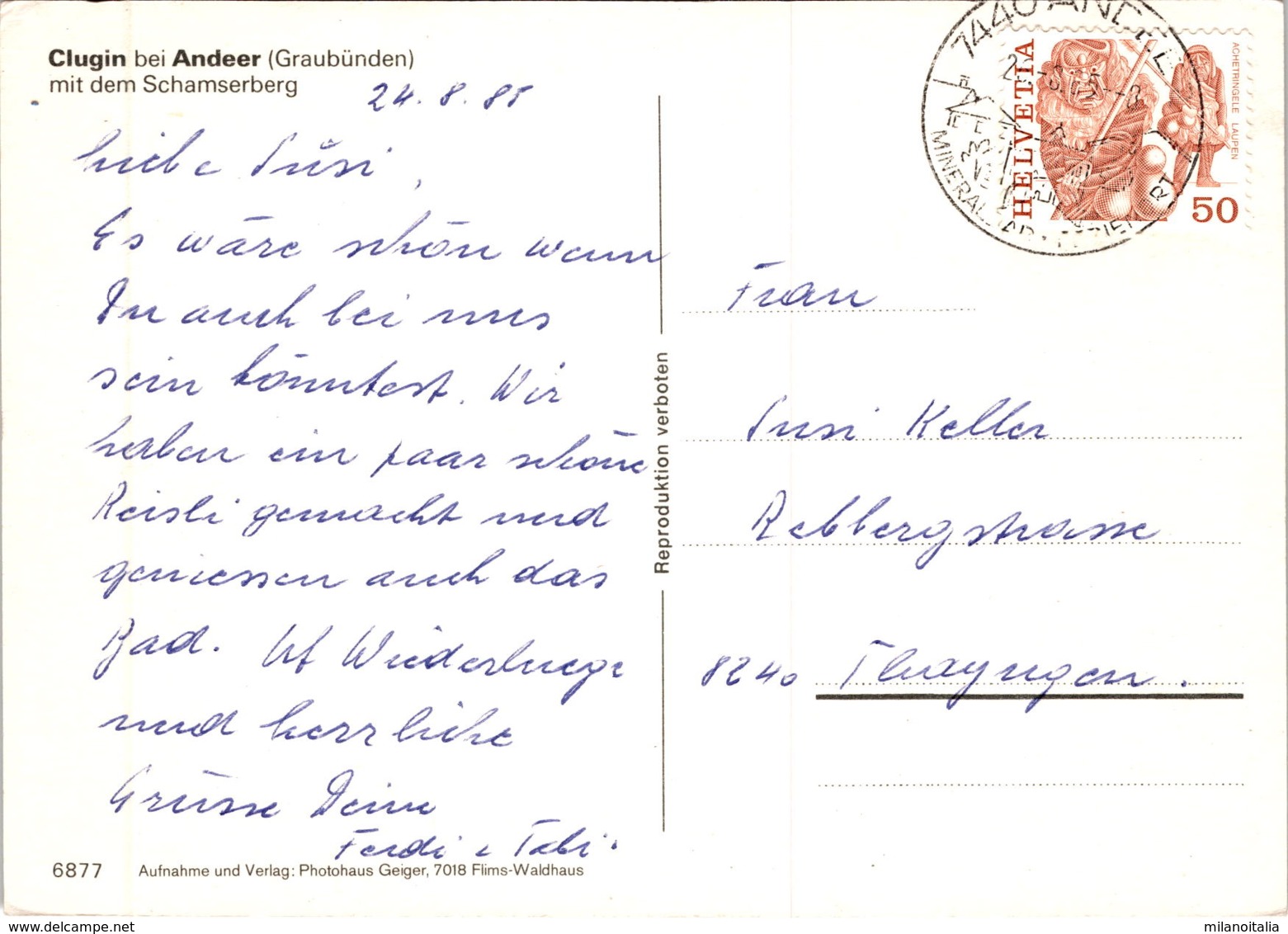 Clugin Bei Andeer Mit Dem Schamserberg (6877) * 26. 8. 1985 - Andeer