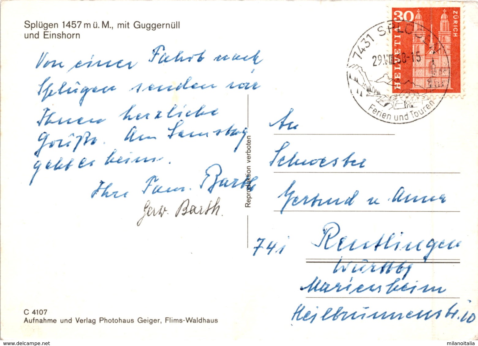 Splügen (4107) * 29. 8. 1968 - Splügen