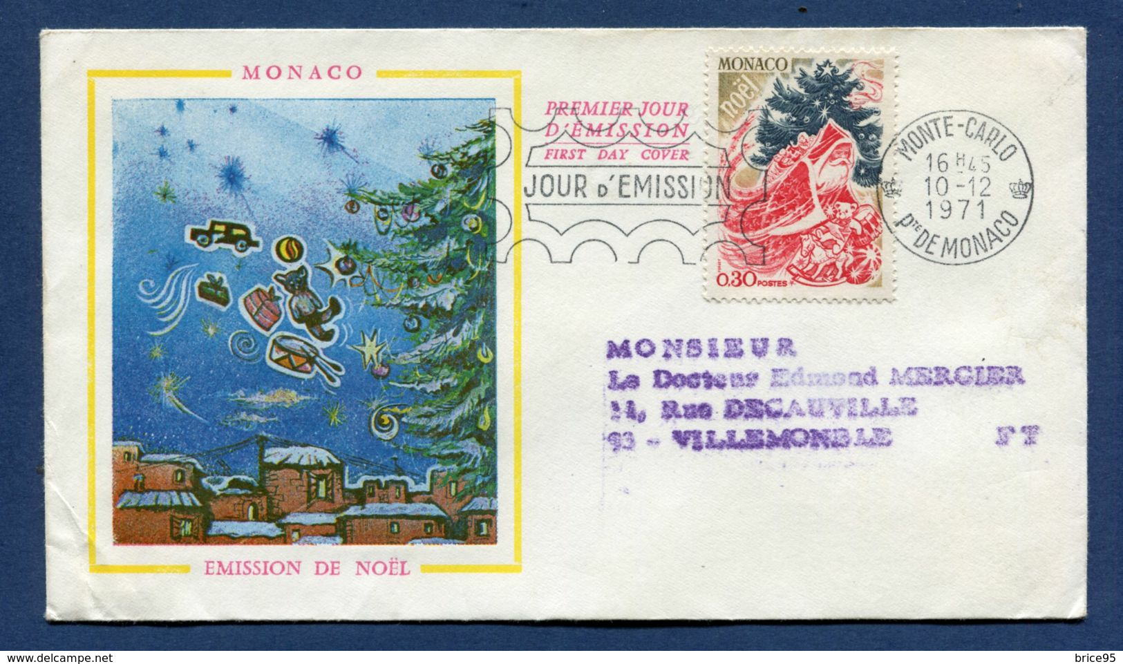 Monaco - Premier Jour - FDC - Emission De Noël - 1971 - FDC