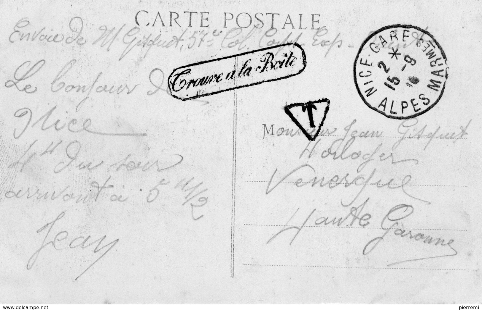 Cachet.. Trouve A La Boite...tampon  Nice Gare - 1859-1959 Cartas & Documentos