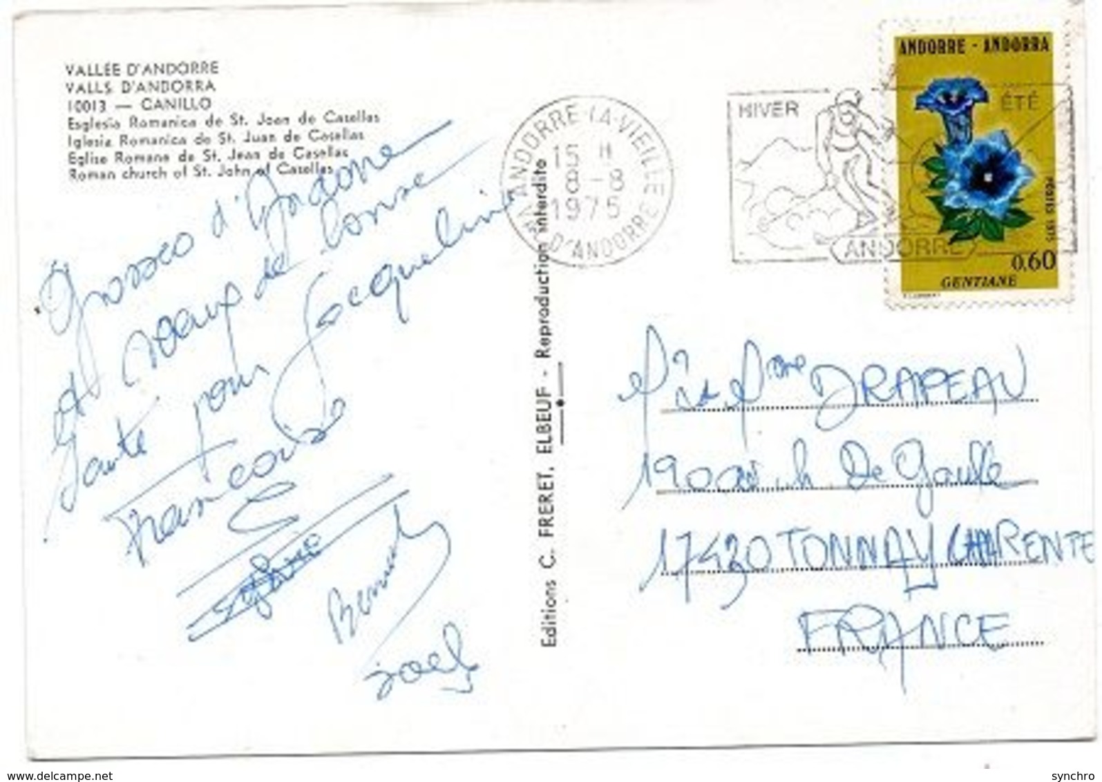 Andorre , été Hiver 1975 - Maschinenstempel (EMA)