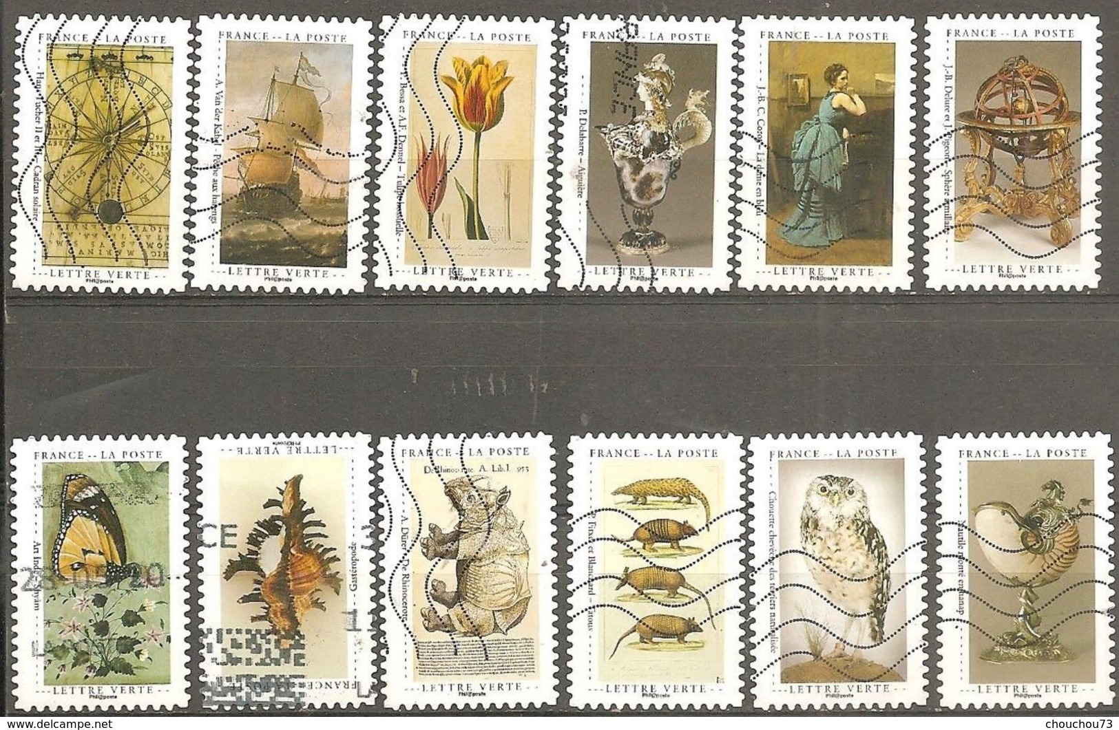 FRANCE AUTOADHESIFS OBLITERES-SERIE COMPLETE DE 12 TIMBRES-N° YVERT XXXX A XXXX-ANNEE 2020- CARNET CABINET DE CURIOSITES - Other & Unclassified