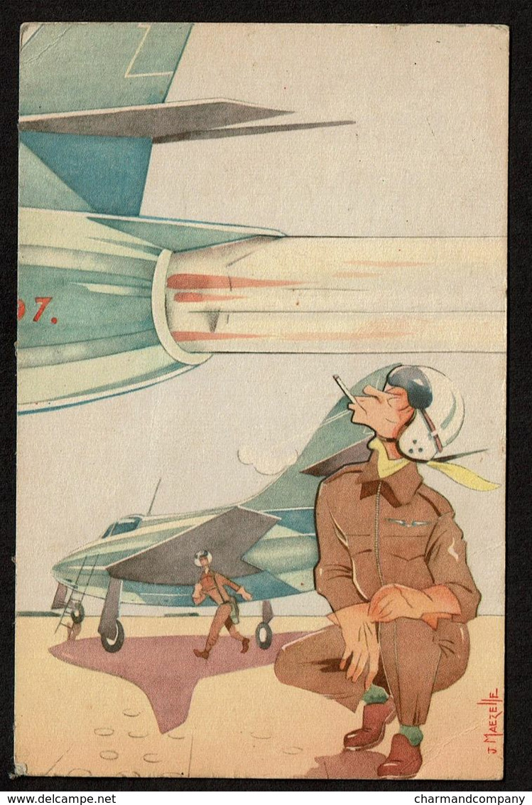 Illustrateur J. Mazelle - Militaires - Aviation - Aviateur - Avion - Circulée - 2 Scans - Sonstige & Ohne Zuordnung