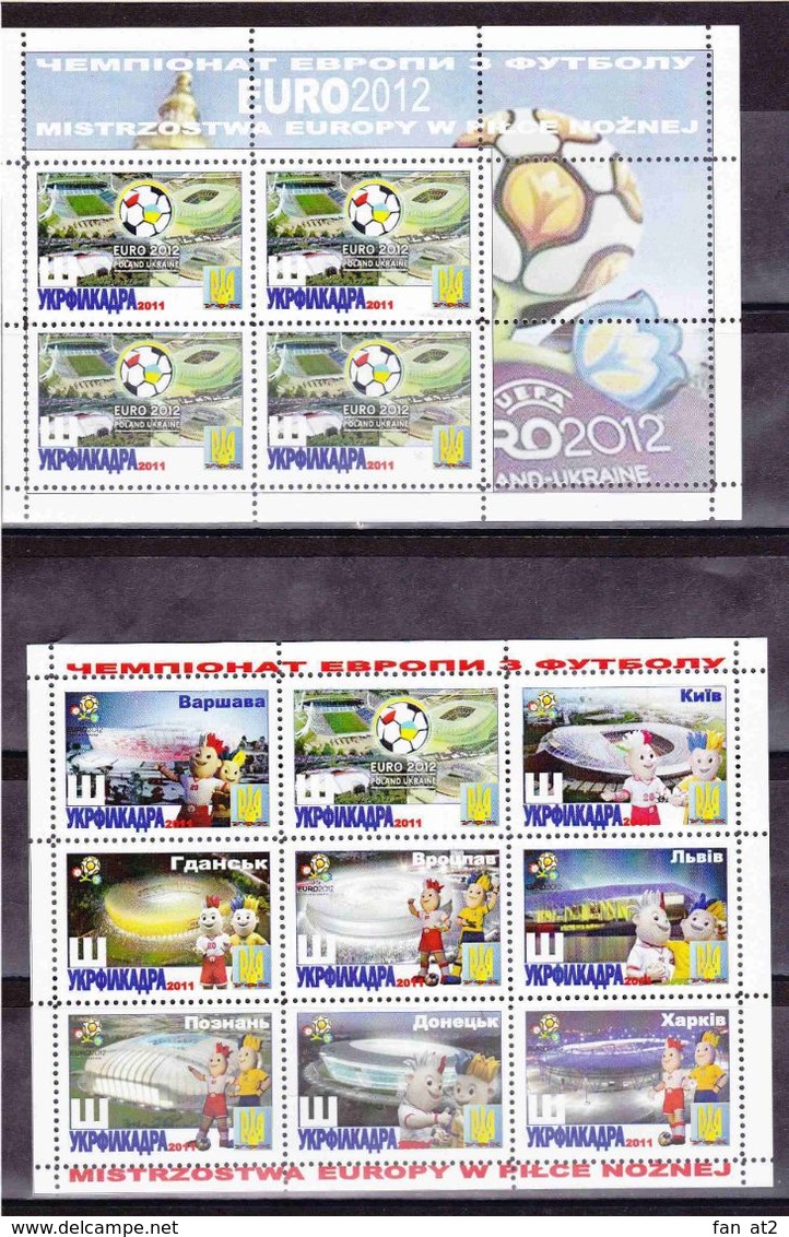 UKRAINE / Private Issue / Vignettes / POLAND. Football Soccer. UEFA. EURO 2012. Symbolism.  Stadiums. 2011 - Fußball-Europameisterschaft (UEFA)
