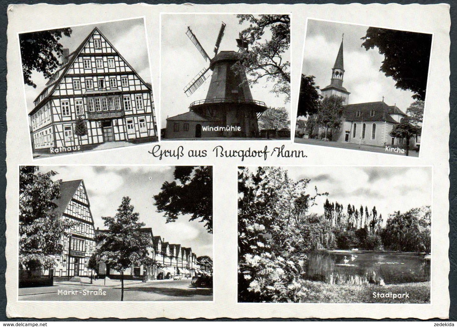 D8453 - Burgdorf Hann Windmühle Rathaus Markt - Burgdorf