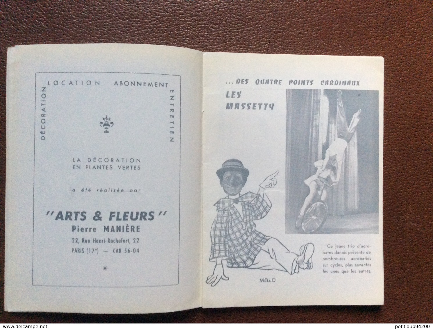 PROGRAMME CIRQUE  CIRQUE MEDRANO   Mars/Avril 1955  SAISON 1954-1955  St Raphael Quinquina